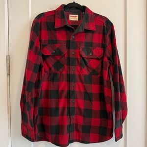 Wrangler Men's Bold Red and Black Checkered Shirt